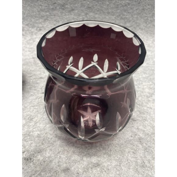 Lady Anne Amethyst GORHAM CRYSTAL Set of 2 Cut to Clear Votive Candle Holders - Picture 10 of 10